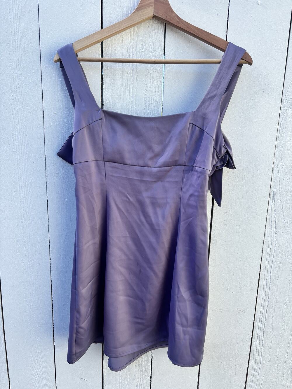 Urban Outfitters Bri Double Bow Satin Mini Dress Lilac Sz S
